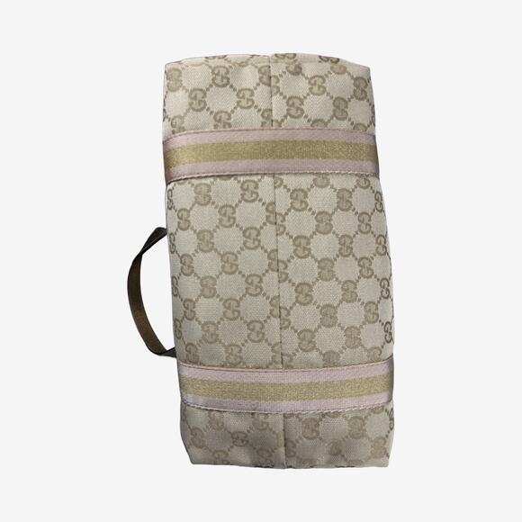 Gucci GG Canvas Gold Leather Trim Tote 137396 002404 with Charm & Cards - Picture 12 of 15